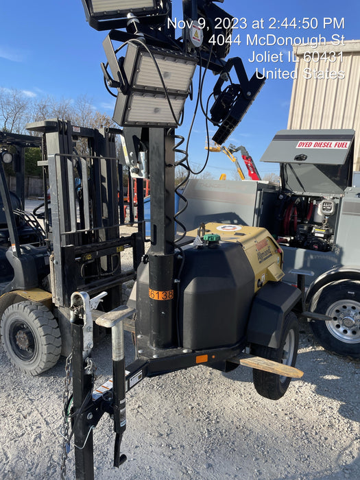 2022 Allmand NLV3GR (4) LED Light Fixture 350W, 23' Vertical Mast, 3kW Prime, Towable, ES Decals, T3