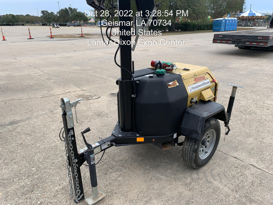 2022 Allmand NLV3GR (4) LED Light Fixture 350W, 23' Vertical Mast, 3kW Prime, Towable, Deep Sea L401, Leveling Jacks, Yanmar T4F 5.8hp