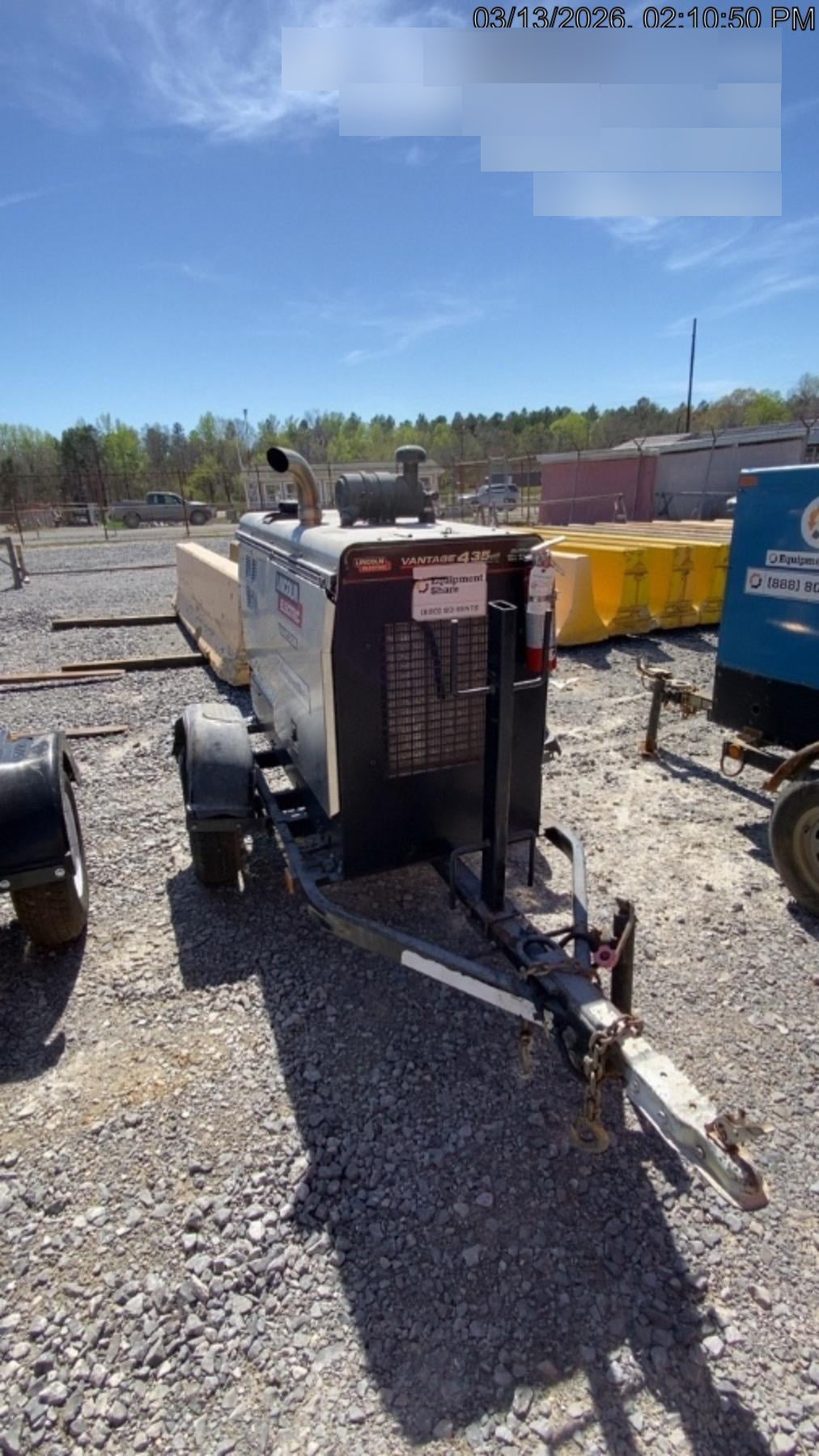 2018 Lincoln Electric Vantage 435 Lincoln Vantage 435 Welder Ready-Pak 3 w/Trailer, Fender/Light Kit, and Cable Rack