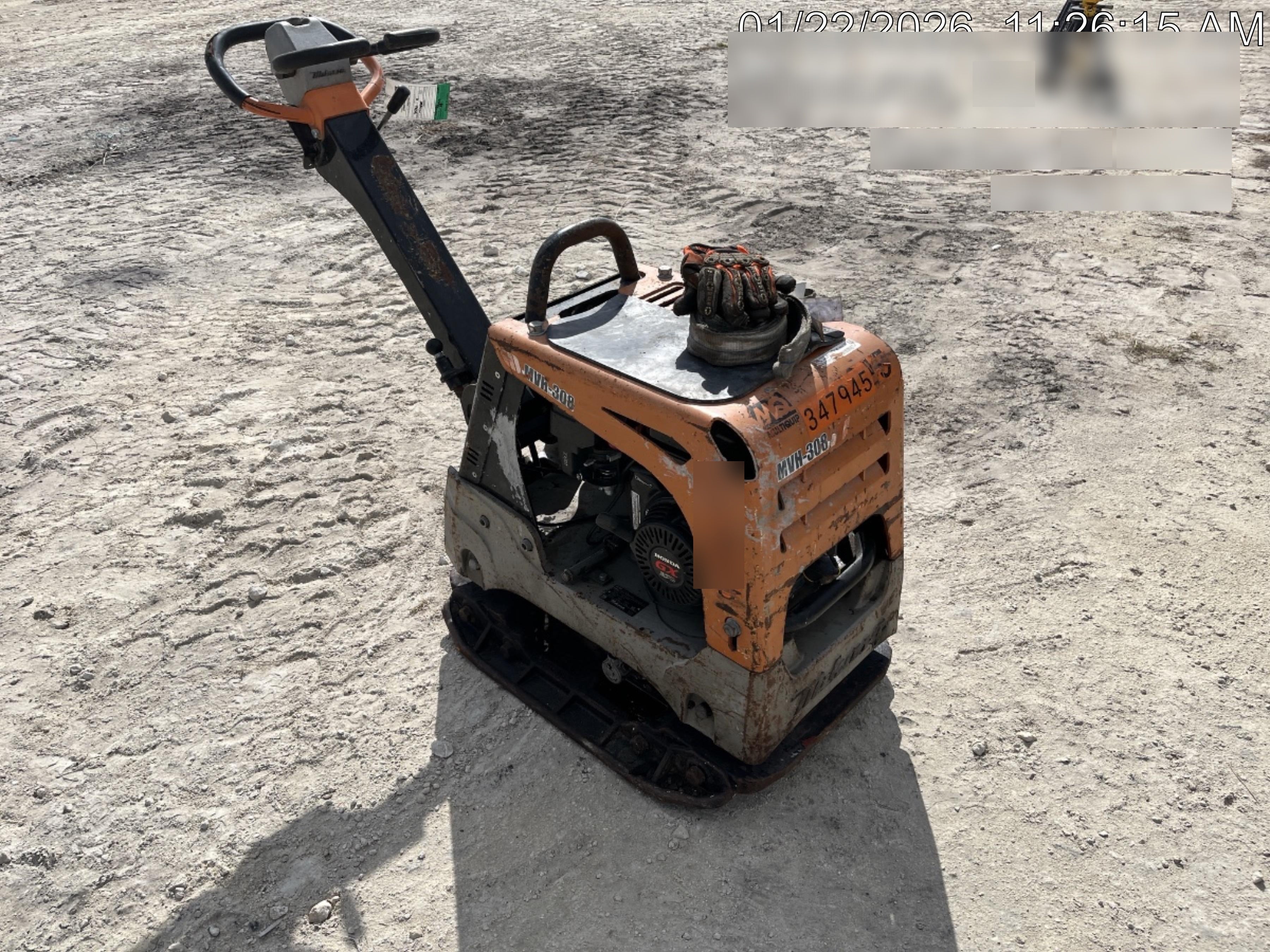 2023 Multiquip MV308GH Honda GX270, 18" Plate, Tachometer