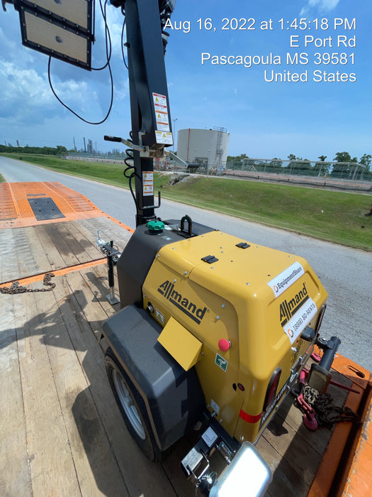 2022 Allmand NLV3GR (4) LED Light Fixture 350W, 23' Vertical Mast, 3kW Prime, Towable, Deep Sea L401, Leveling Jacks, Yanmar T4F 5.8hp