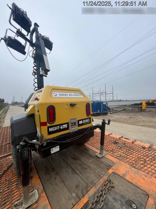 2022 Allmand NLV3GR (4) LED Light Fixture 350W, 23' Vertical Mast, 3kW Prime, Towable, ES Decals, T3