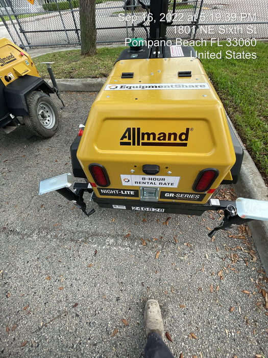 2022 Allmand NLV3GR (4) LED Light Fixture 350W, 23' Vertical Mast, 3kW Prime, Towable, ES Decals, T3