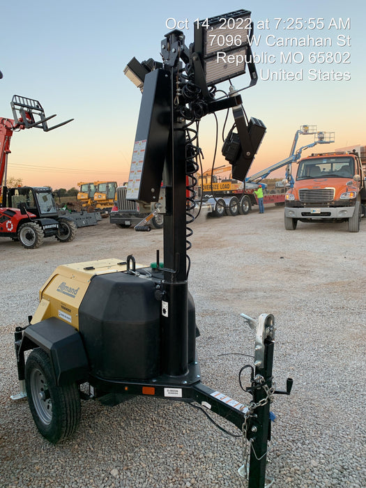 2022 Allmand NLV3GR (4) LED Light Fixture 350W, 23' Vertical Mast, 3kW Prime, Towable, ES Decals, T3