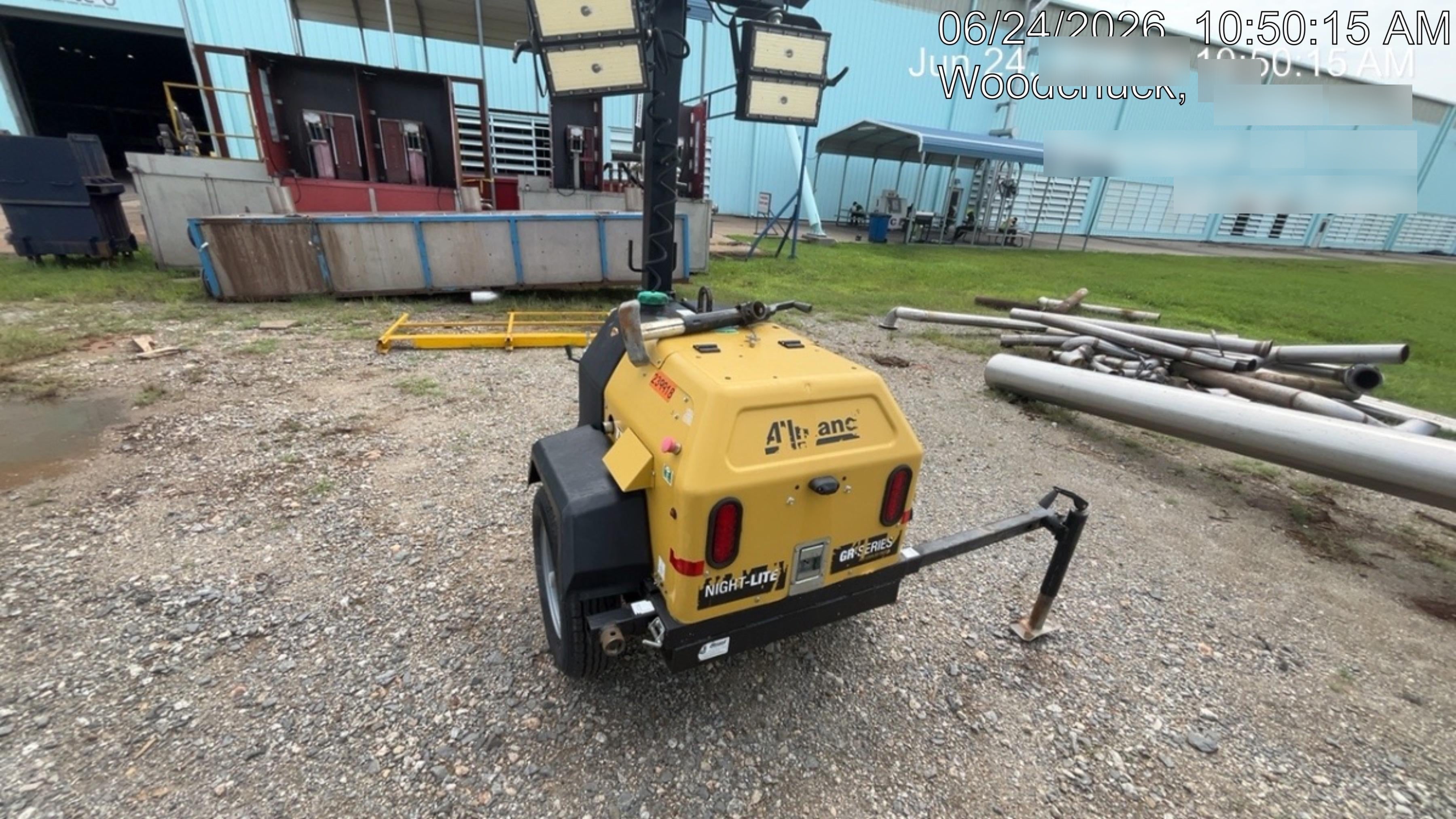 2022 Allmand NLV3GR (4) LED Light Fixture 350W, 23' Vertical Mast, 3kW Prime, Towable, Deep Sea L401, Leveling Jacks, Yanmar T4F 5.8hp