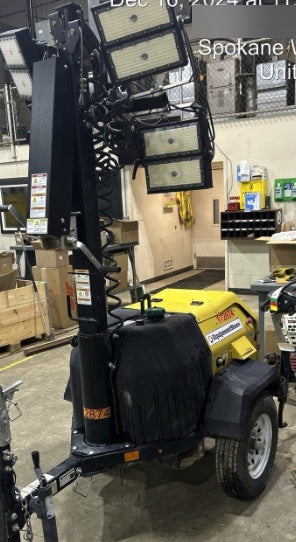 2021 Allmand NLV3GR (4) LED Light Fixture 350W, 23' Vertical Mast, 3kW Prime, Towable, Deep Sea L401, Leveling Jacks, Yanmar T4F 5.8hp