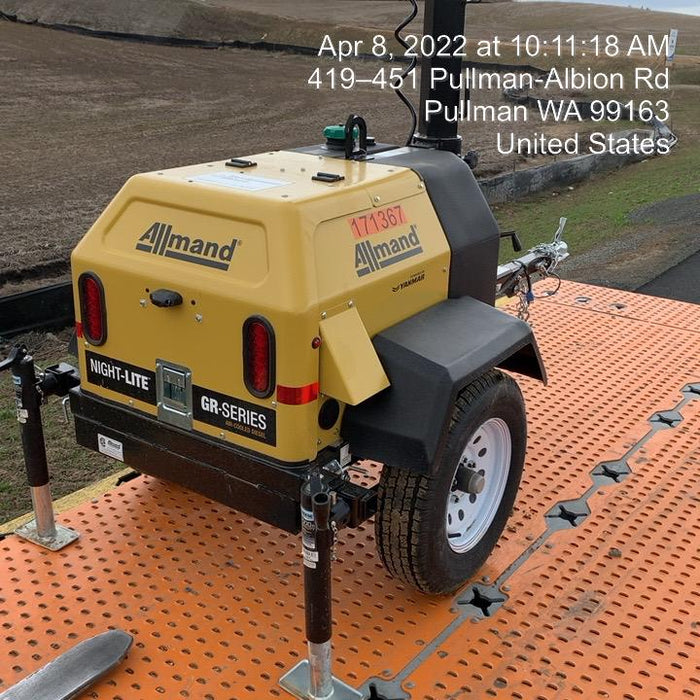 2021 Allmand NLV3GR (4) LED Light Fixture 350W, 23' Vertical Mast, 3kW Prime, Towable, Deep Sea L401, Leveling Jacks, Yanmar T4F 5.8hp