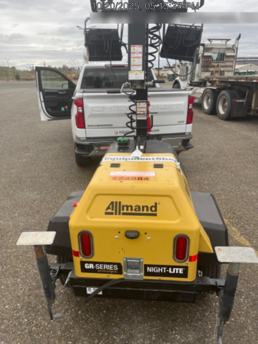 2020 Allmand NLV3GR (4) LED Light Fixture 350W, 23' Vertical Mast, 3kW Prime, Towable, Deep Sea L401, Leveling Jacks, Yanmar T4F 5.8hp