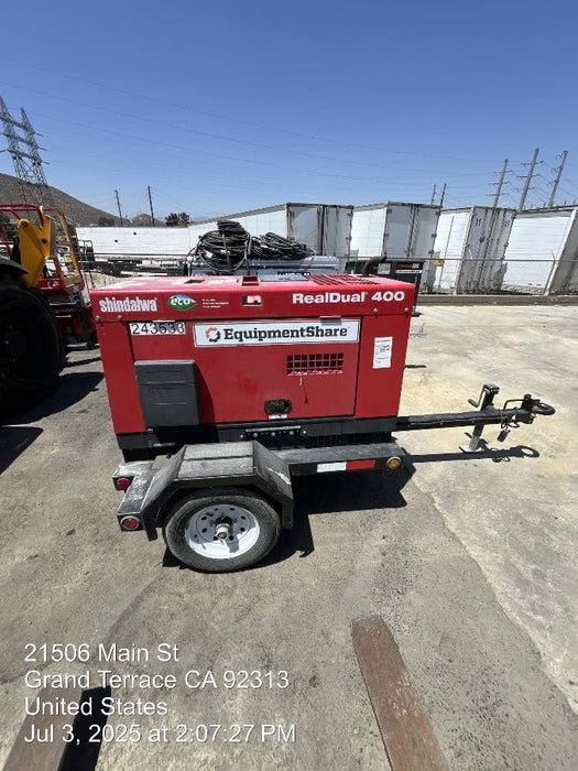 2022 Shindaiwa DGW400MDL Kubota D902 Engine, 23 HP, Dual Op Welder, Wire, Arc, Droop Stick, Tig, and CC Stick Functionality, Simulphase, 3 Phase and 1 Phase Gen Output, Single Axle NB Trlr, Slr Trckl Chrg 12V 12W, Fire Ext
