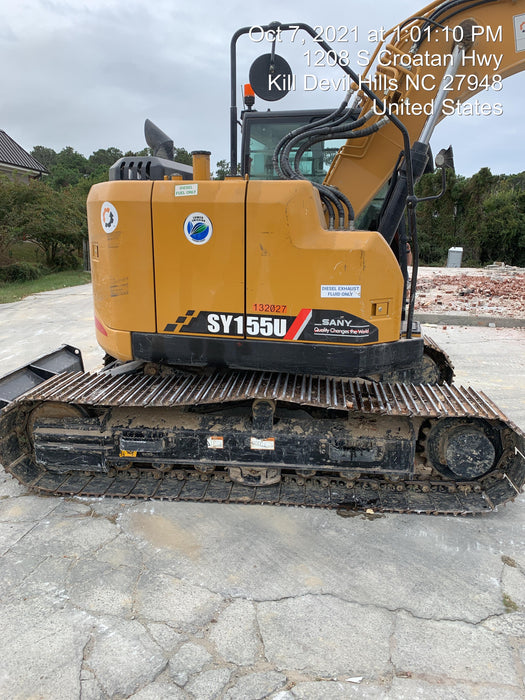 2020 Sany SY155U Rubber Tracks, Front Blade