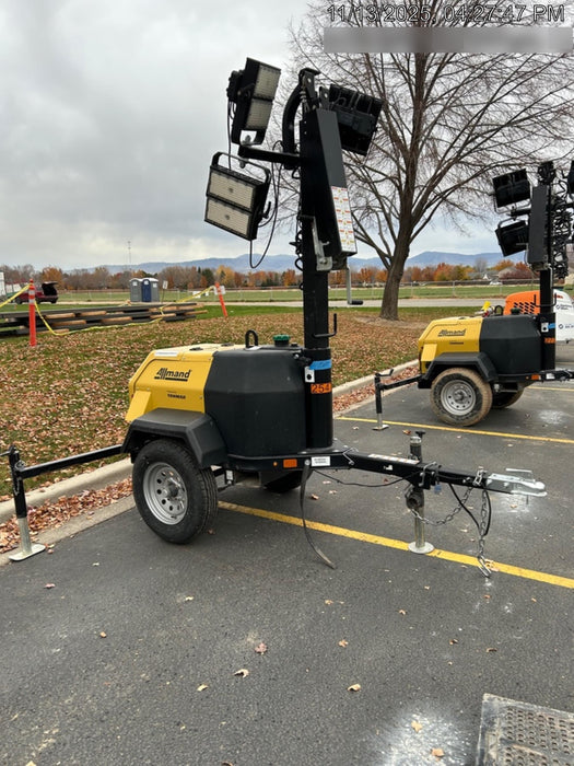 2022 Allmand NLV3GR (4) LED Light Fixture 350W, 23' Vertical Mast, 3kW Prime, Towable, ES Decals, T3