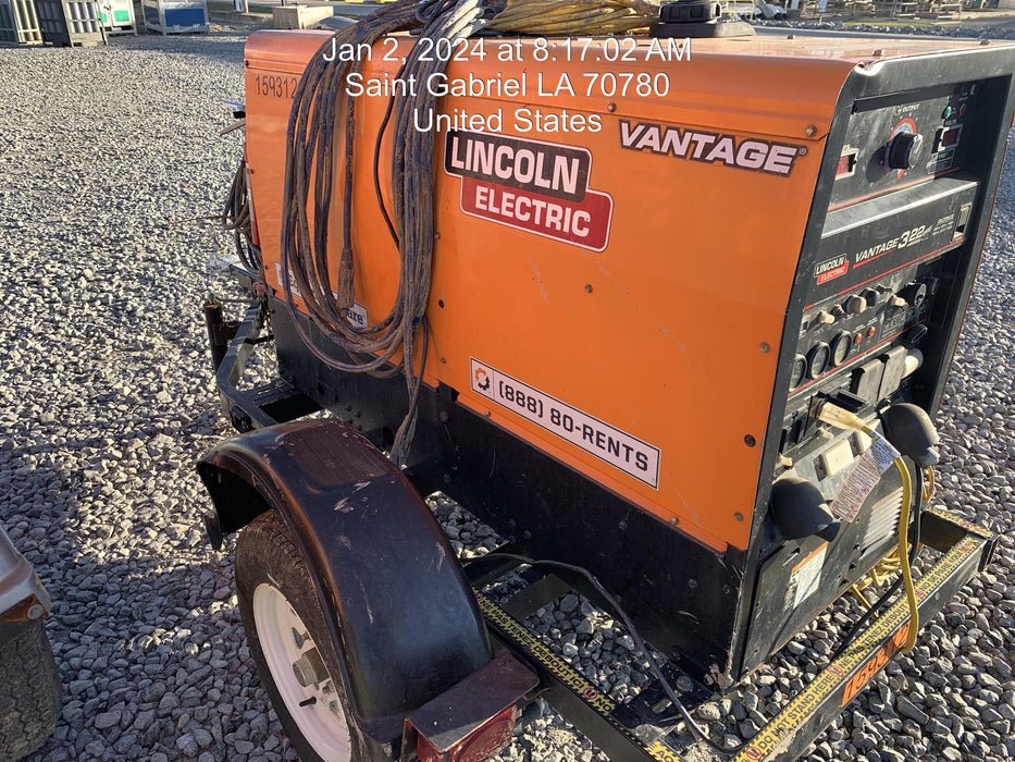 2021 Lincoln Electric Vantage 322 Vantage 322 Ready Pak 3 w/ Decals, ORANGE (includes trailer, cable rack, fender light kit) NO Telematics