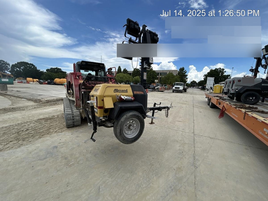 Allmand NLV3GR (4) LED Light Fixture 350W, 23' Vertical Mast, 3kW Prime, Towable, Deep Sea L401, Leveling Jacks, Yanmar T4F 5.8hp