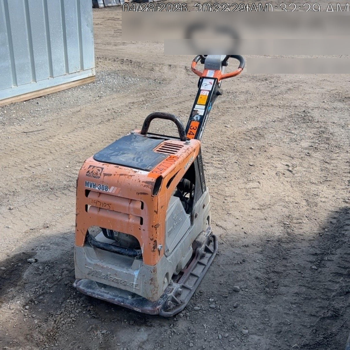 2023 Multiquip MV308GH Honda GX270, 18" Plate, Tachometer