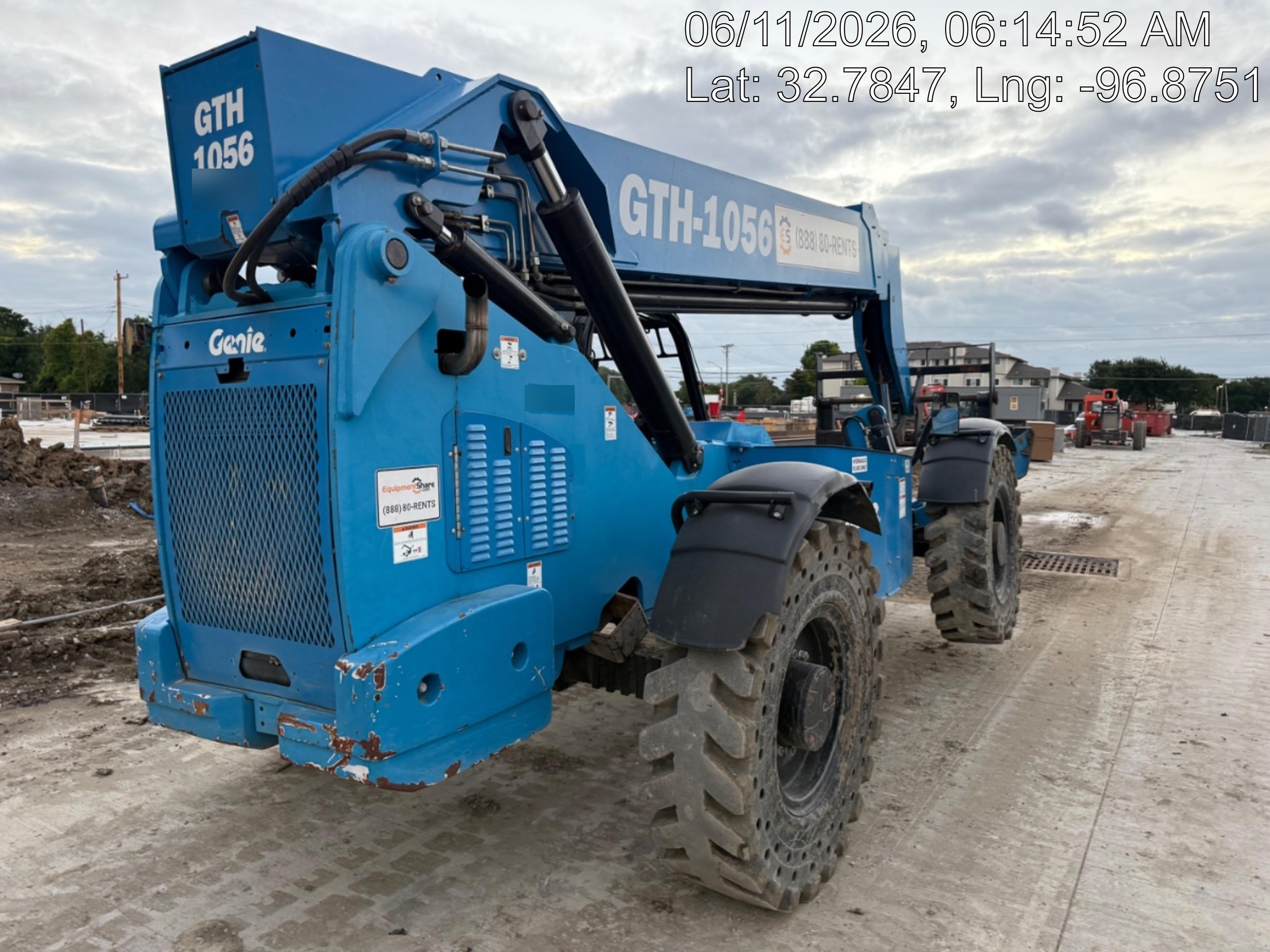 2019 Genie GTH-1056 Canopy, Solid RT Tires, LED Work Lights, Beacon 60" QA Carriage, 60" Forks