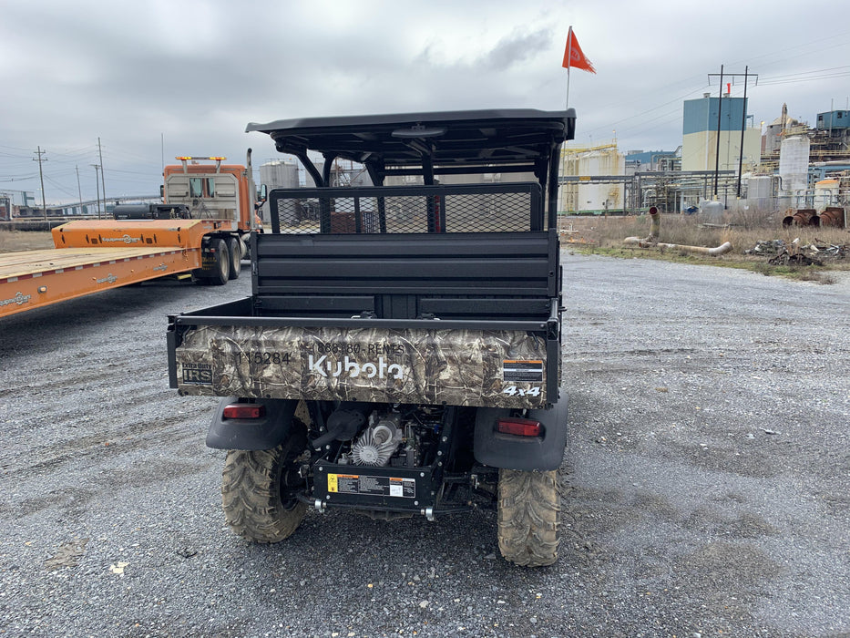 2020 Kubota RTV-X1140RL-A 4 seat diesel cart, plastic canopy, ATV tires, steel wheels, tinted windshield, strobe light, and backup alarm