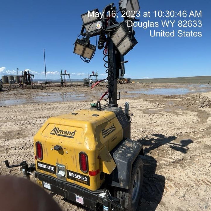 2022 Allmand NLV3GR (4) LED Light Fixture 350W, 23' Vertical Mast, 3kW Prime, Towable, ES Decals, T3