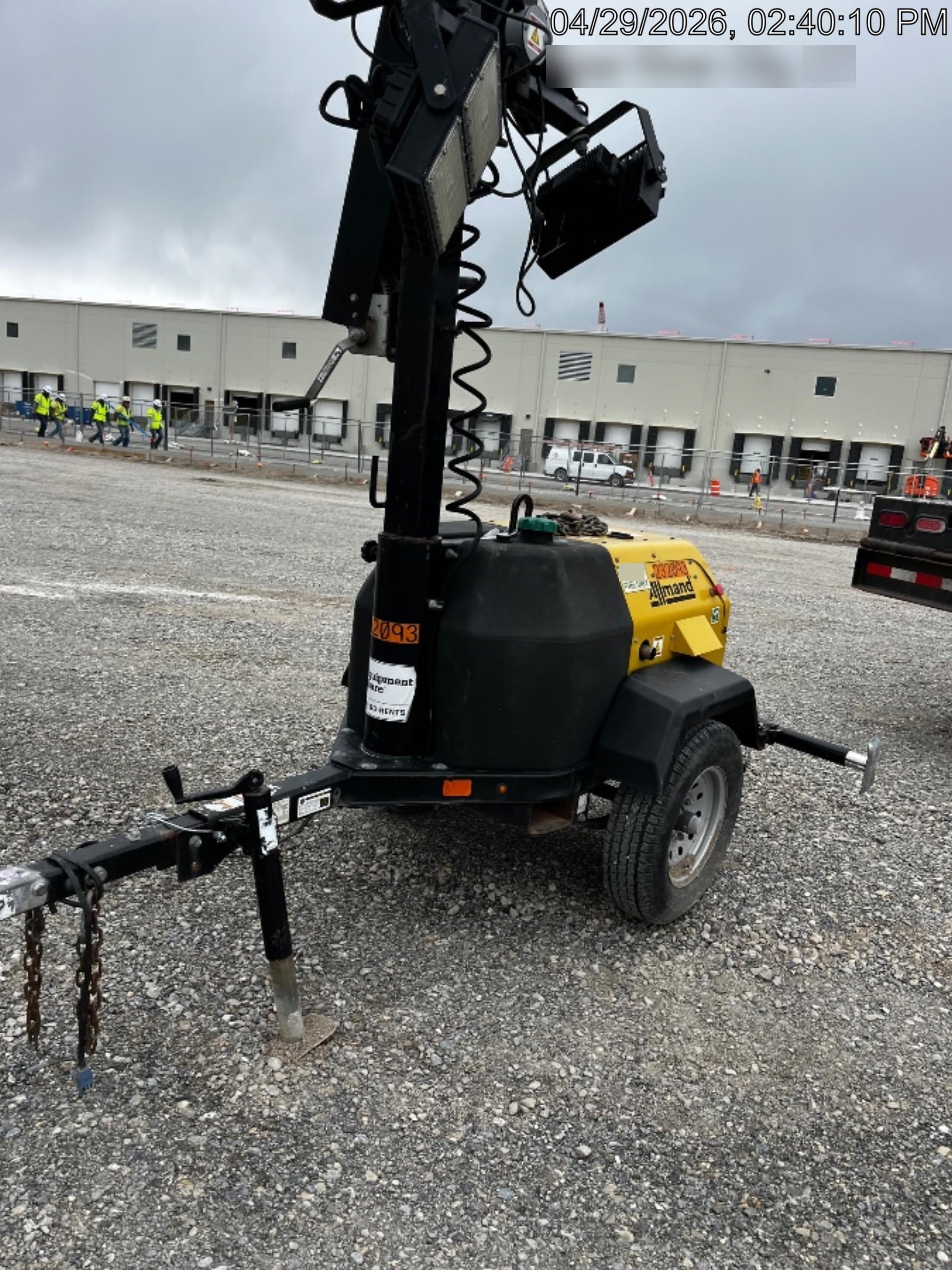 2022 Allmand NLV3GR (4) LED Light Fixture 350W, 23' Vertical Mast, 3kW Prime, Towable, Deep Sea L401, Leveling Jacks, Yanmar T4F 5.8hp