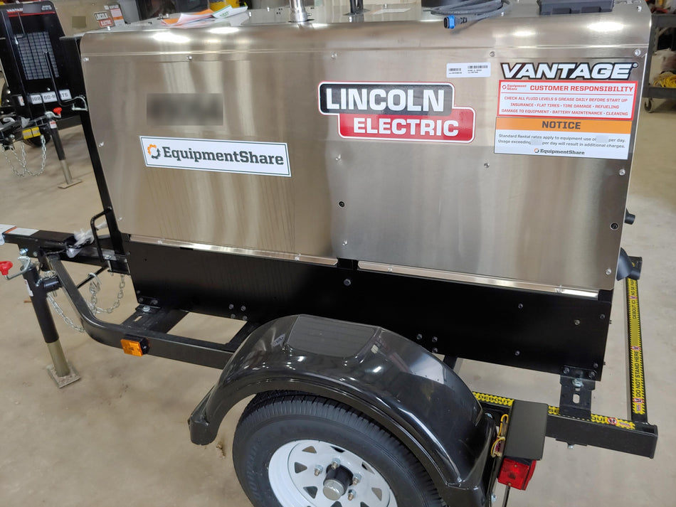 2019 Lincoln Electric Vantage 322 Ready-Pak 3, Two Wheel Trailer, Fender and Light Kit, Cable Rack