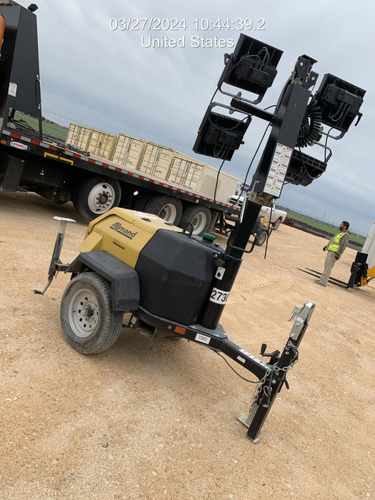 2022 Allmand NLV3GR (4) LED Light Fixture 350W, 23' Vertical Mast, 3kW Prime, Towable, ES Decals, T3