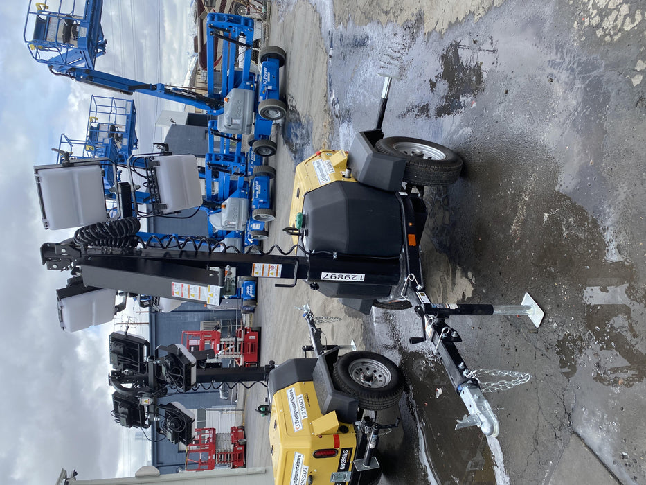 2021 Allmand NLV3GR (4) LED Light Fixture 350W, 23' Vertical Mast, 3kW Prime, Towable, Deep Sea L401, Leveling Jacks, Yanmar T4F 5.8hp