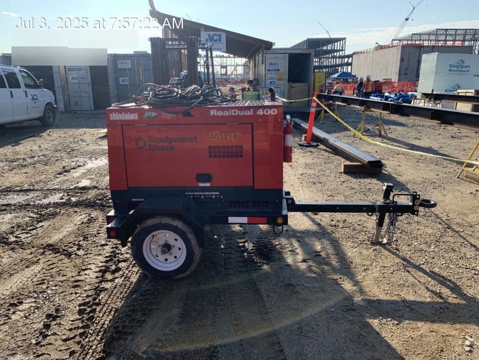 2024 Shindaiwa DGW400MDL Kubota D902 Engine, 23 HP, Dual Op Welder, Wire, Arc, Droop Stick, Tig, and CC Stick Functionality, Simulphase, 3 Phase and 1 Phase Gen Output, Single Axle NB Trlr, Slr Trckl Chrg 12V 12W, Fire Ext