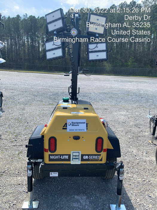 2021 Allmand NLV3GR (4) LED Light Fixture 350W, 23' Vertical Mast, 3kW Prime, Towable, Deep Sea L401, Leveling Jacks, Yanmar T4F 5.8hp