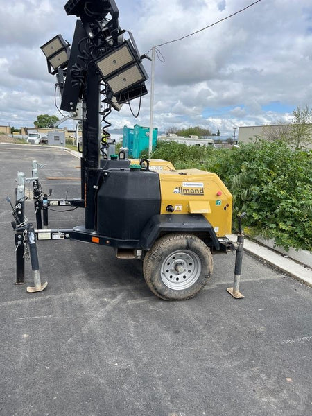 2022 Allmand NLV3GR (4) LED Light Fixture 350W, 23' Vertical Mast, 3kW Prime, Towable, Deep Sea L401, Leveling Jacks, Yanmar T4F 5.8hp