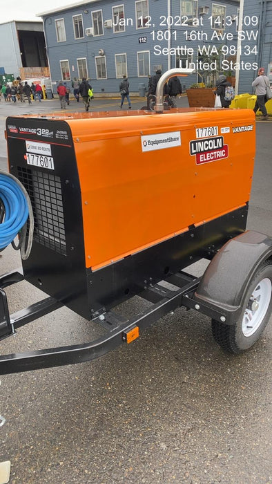 2021 Lincoln Electric Vantage 322 Vantage 322 Ready Pak 3 w/ Decals, ORANGE (includes trailer, cable rack, fender light kit) NO Telematics