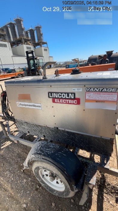 2019 Lincoln Electric Vantage 322 Ready-Pak 3, Two Wheel Trailer, Fender and Light Kit, Cable Rack