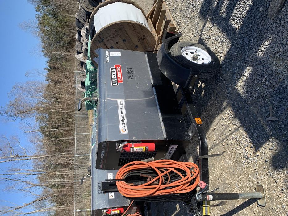 2019 Lincoln Electric Vantage 322 Welder Ready-Pak 3, Two wheel trailer, Fender and Light kit, Cable Rack