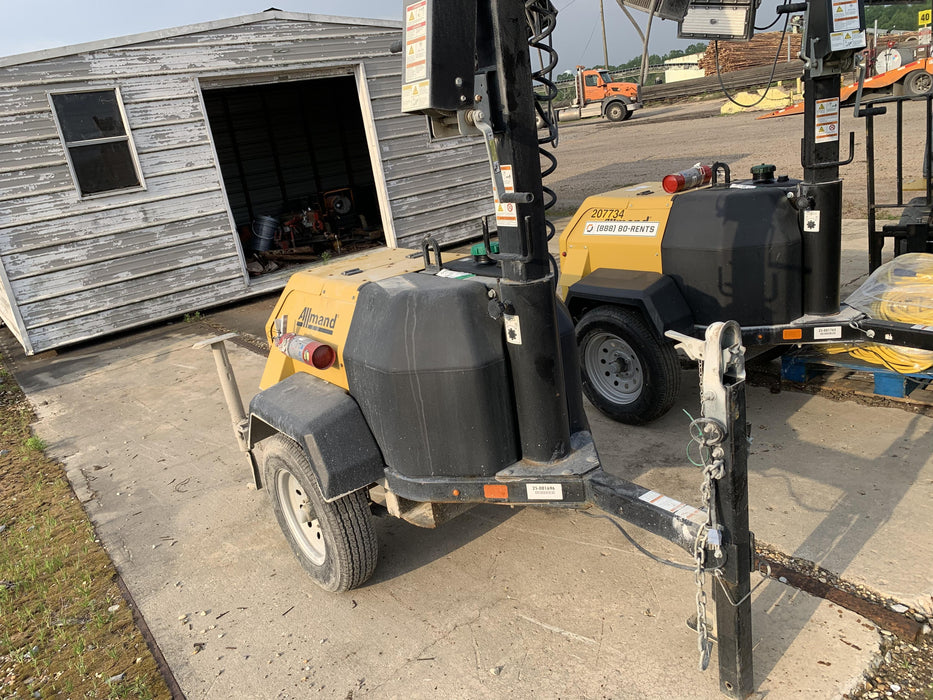 2022 Allmand NLV3GR (4) LED Light Fixture 350W, 23' Vertical Mast, 3kW Prime, Towable, Deep Sea L401, Leveling Jacks, Yanmar T4F 5.8hp