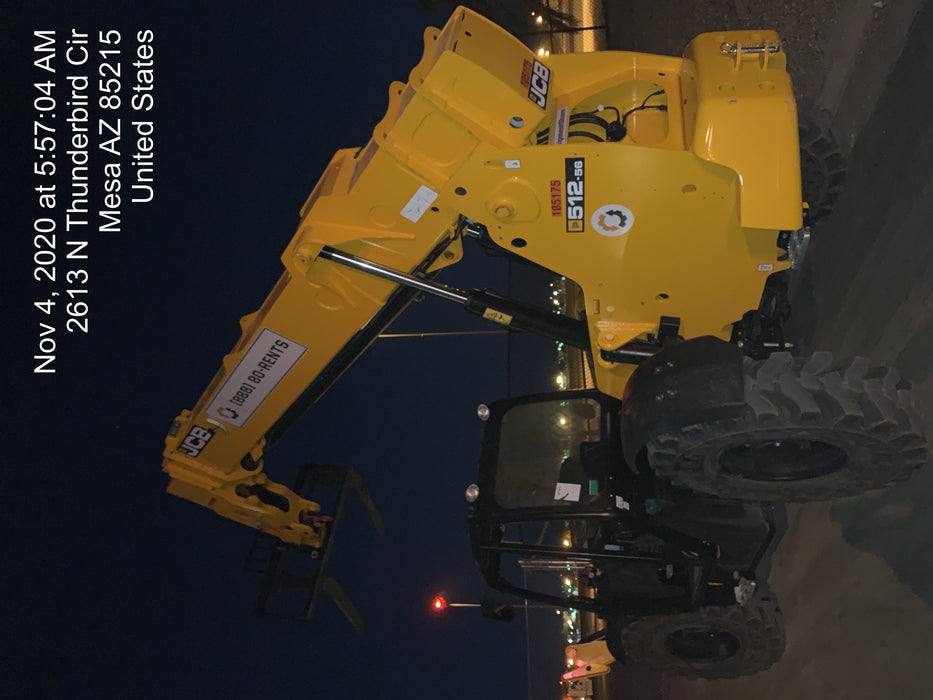 2020 JCB 512-56 Canopy, 74Hp, Solid Tires, Work Lights, Beacon, Aux Hydraulics, Back up Alarm, Lifting Eye, ES Decals