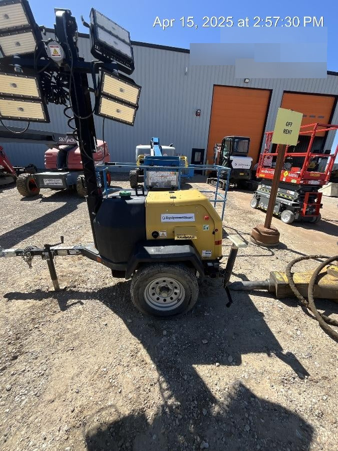 2022 Allmand NLV3GR (4) LED Light Fixture 350W, 23' Vertical Mast, 3kW Prime, Towable, Deep Sea L401, Leveling Jacks, Yanmar T4F 5.8hp