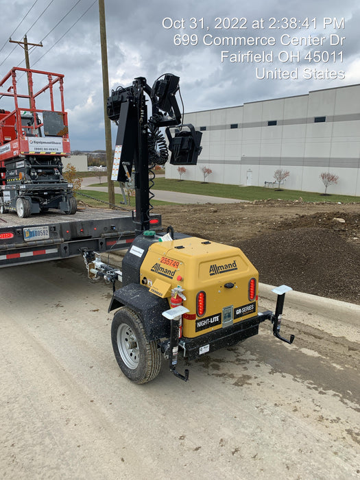 2022 Allmand NLV3GR (4) LED Light Fixture 350W, 23' Vertical Mast, 3kW Prime, Towable, ES Decals, T3