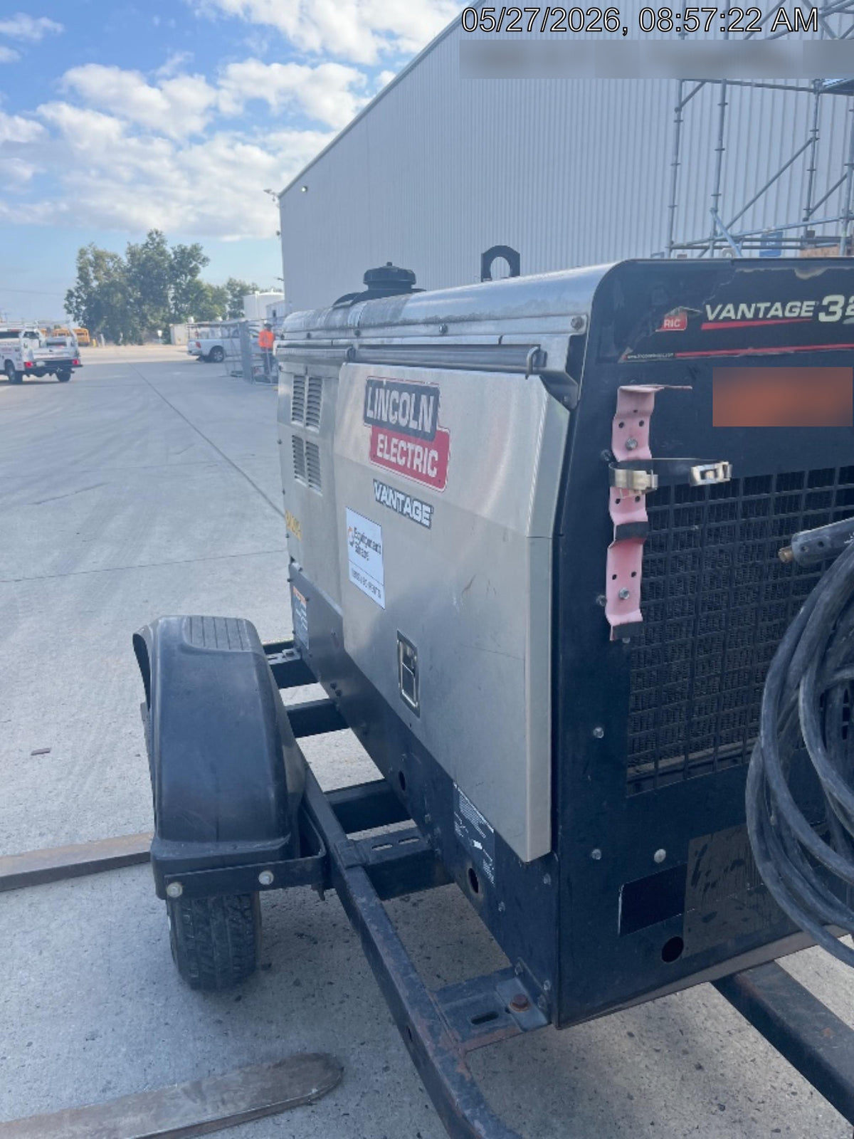 2019 Lincoln Electric Vantage 322 Welder Ready-Pak 3, Two wheel trailer, Fender and Light kit, Cable Rack
