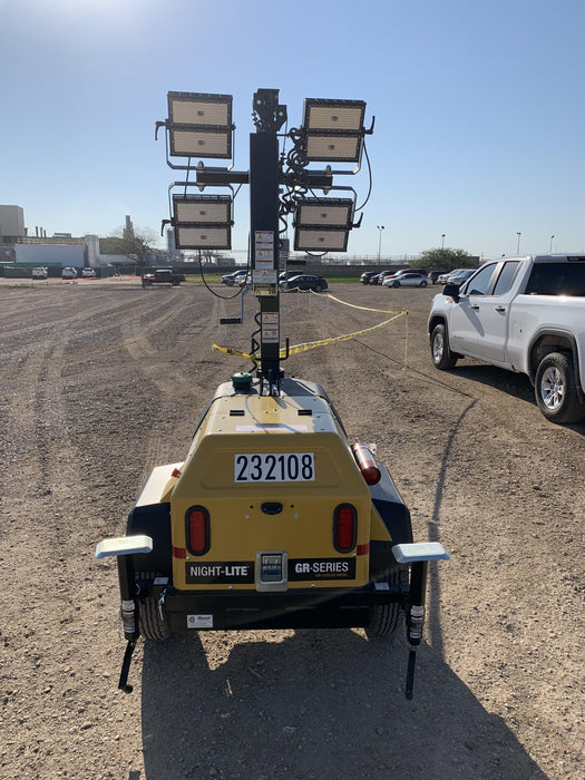 2022 Allmand NLV3GR (4) LED Light Fixture 350W, 23' Vertical Mast, 3kW Prime, Towable, Deep Sea L401, Leveling Jacks, Yanmar T4F 5.8hp