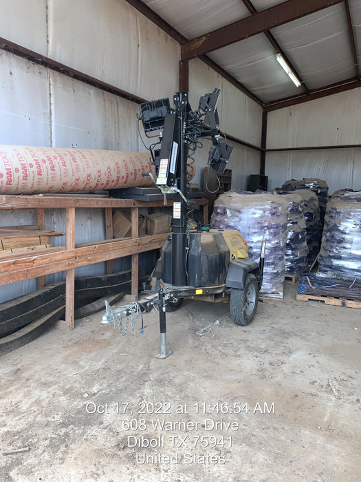 2022 Allmand NLV3GR (4) LED Light Fixture 350W, 23' Vertical Mast, 3kW Prime, Towable, Deep Sea L401, Leveling Jacks, Yanmar T4F 5.8hp