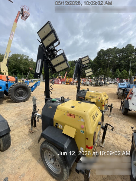 2022 Allmand NLV3GR (4) LED Light Fixture 350W, 23' Vertical Mast, 3kW Prime, Towable, Deep Sea L401, Leveling Jacks, Yanmar T4F 5.8hp