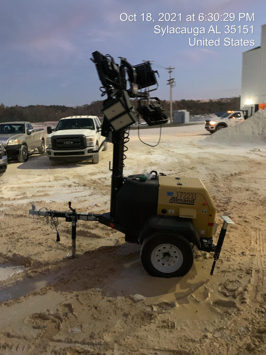 2021 Allmand NLV3GR (4) LED Light Fixture 350W, 23' Vertical Mast, 3kW Prime, Towable, Deep Sea L401, Leveling Jacks, Yanmar T4F 5.8hp