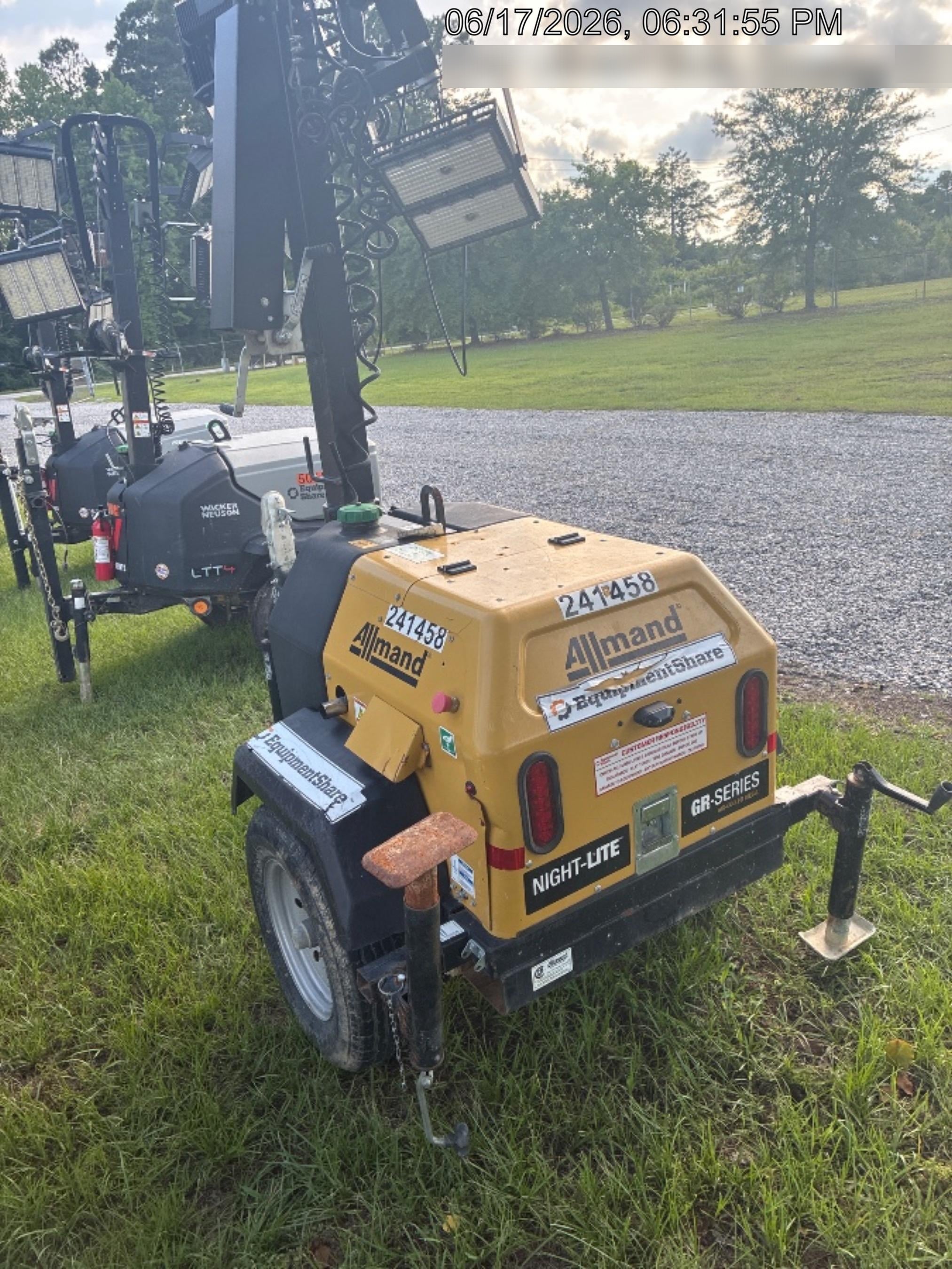 2022 Allmand NLV3GR (4) LED Light Fixture 350W, 23' Vertical Mast, 3kW Prime, Towable, Deep Sea L401, Leveling Jacks, Yanmar T4F 5.8hp
