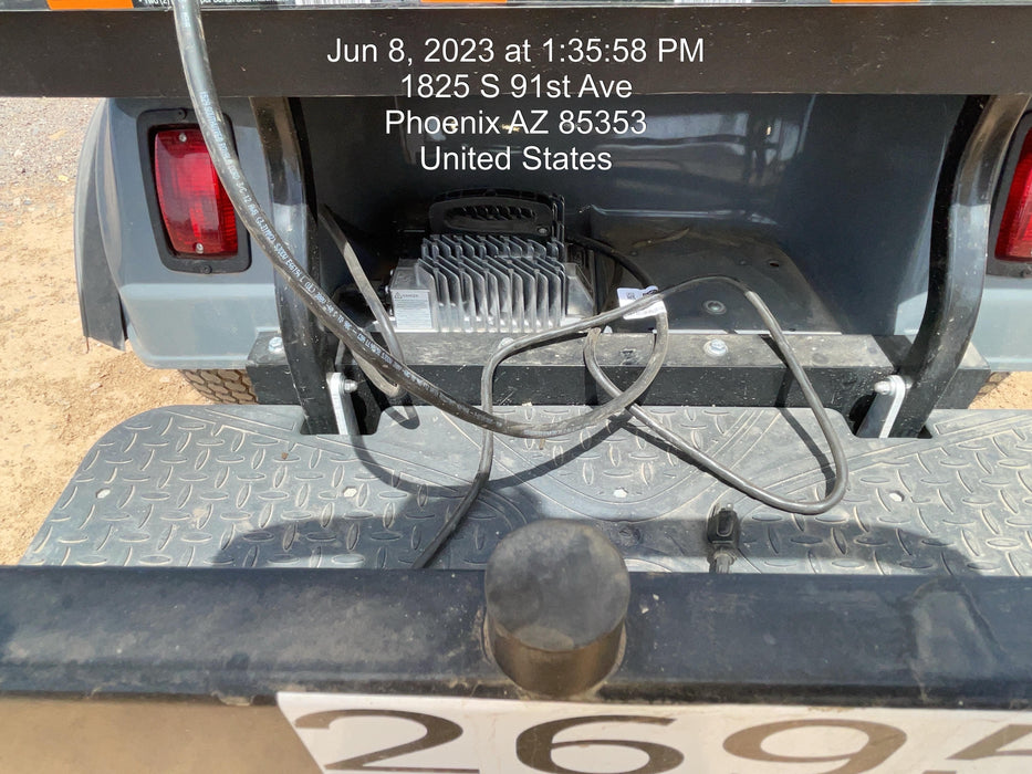 2022 Club Car CA100E Canopy, Fold down Windshield, Beacon, Back up Alarm, All-Trail Trials, HD 8 V Batteries, Trailer Hitch and Ball