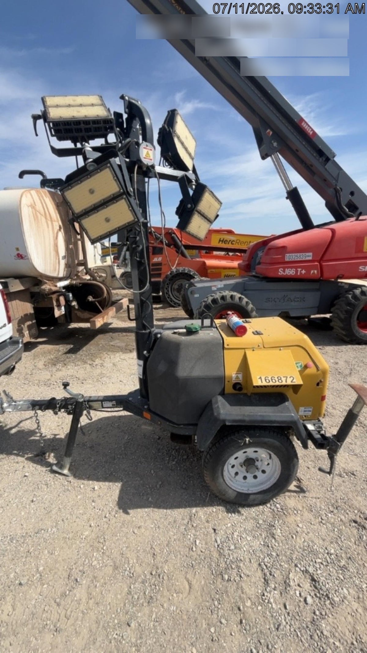2021 Allmand NLV3GR (4) LED Light Fixture 350W, 23' Vertical Mast, 3kW Prime, Towable, Deep Sea L401, Leveling Jacks, Yanmar T4F 5.8hp