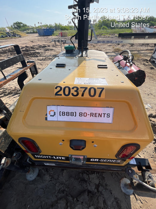 2022 Allmand NLV3GR (4) LED Light Fixture 350W, 23' Vertical Mast, 3kW Prime, Towable, Deep Sea L401, Leveling Jacks, Yanmar T4F 5.8hp