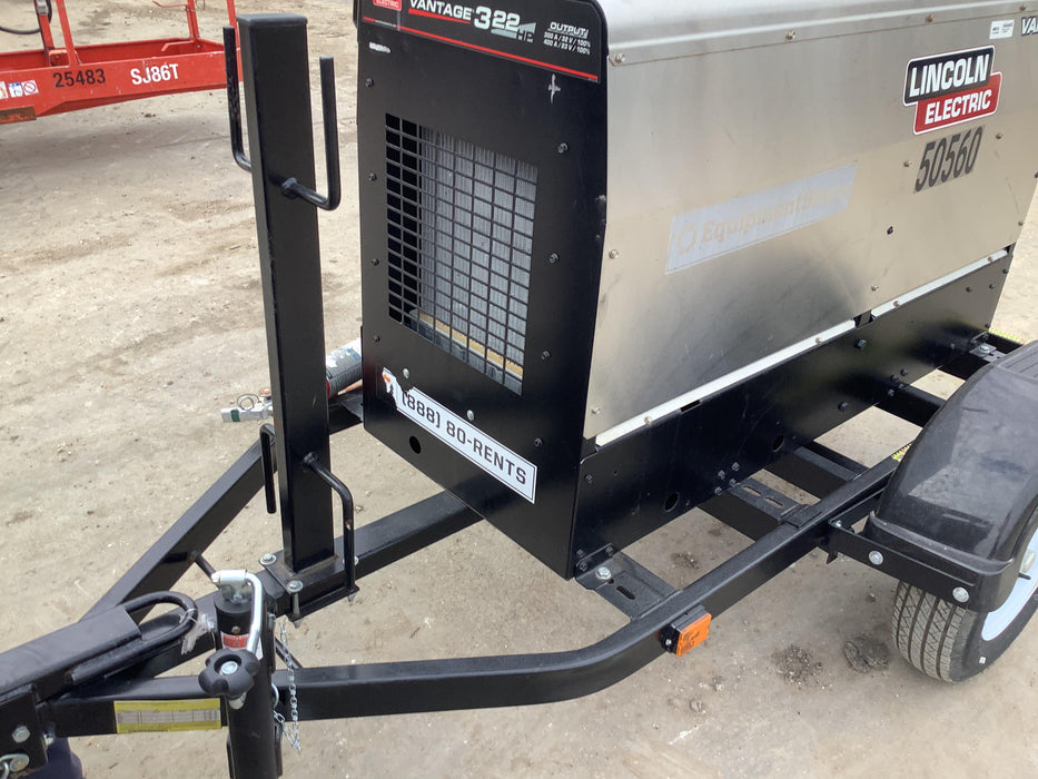 2019 Lincoln Electric Vantage 322 Welder Ready-Pak 3, Two wheel trailer, Fender and Light kit, Cable Rack