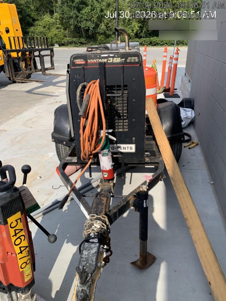 2019 Lincoln Electric Vantage 322 Ready-Pak 3, Two Wheel Trailer, Fender and Light Kit, Cable Rack