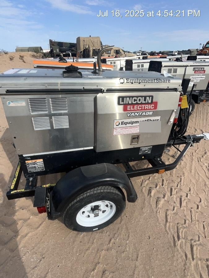 2020 Lincoln Electric Vantage 322 Welder Ready-Pak 3, Two wheel trailer, Fender and Light kit, Cable Rack