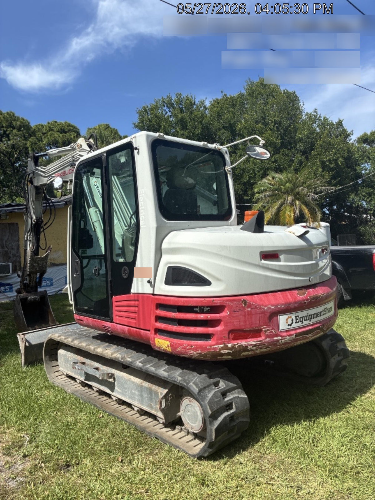 2019 Takeuchi TB290 Cab, AC, Rubber Tracks, Dozer Blade, Travel Alarm, Control Pattern Change Valve, Auxiliary Hydraulics w/18" Quick Coupler Bucket with teeth, 6.2 cu. ft. capacity/24" Quick Coupler Bucket with teeth, 8.6 cu. ft. capacity/36" Quick Coupler Bucket with teeth, 13.4 cu. ft. capacity, Quick Coupler, Hydraulic Thumb Installed