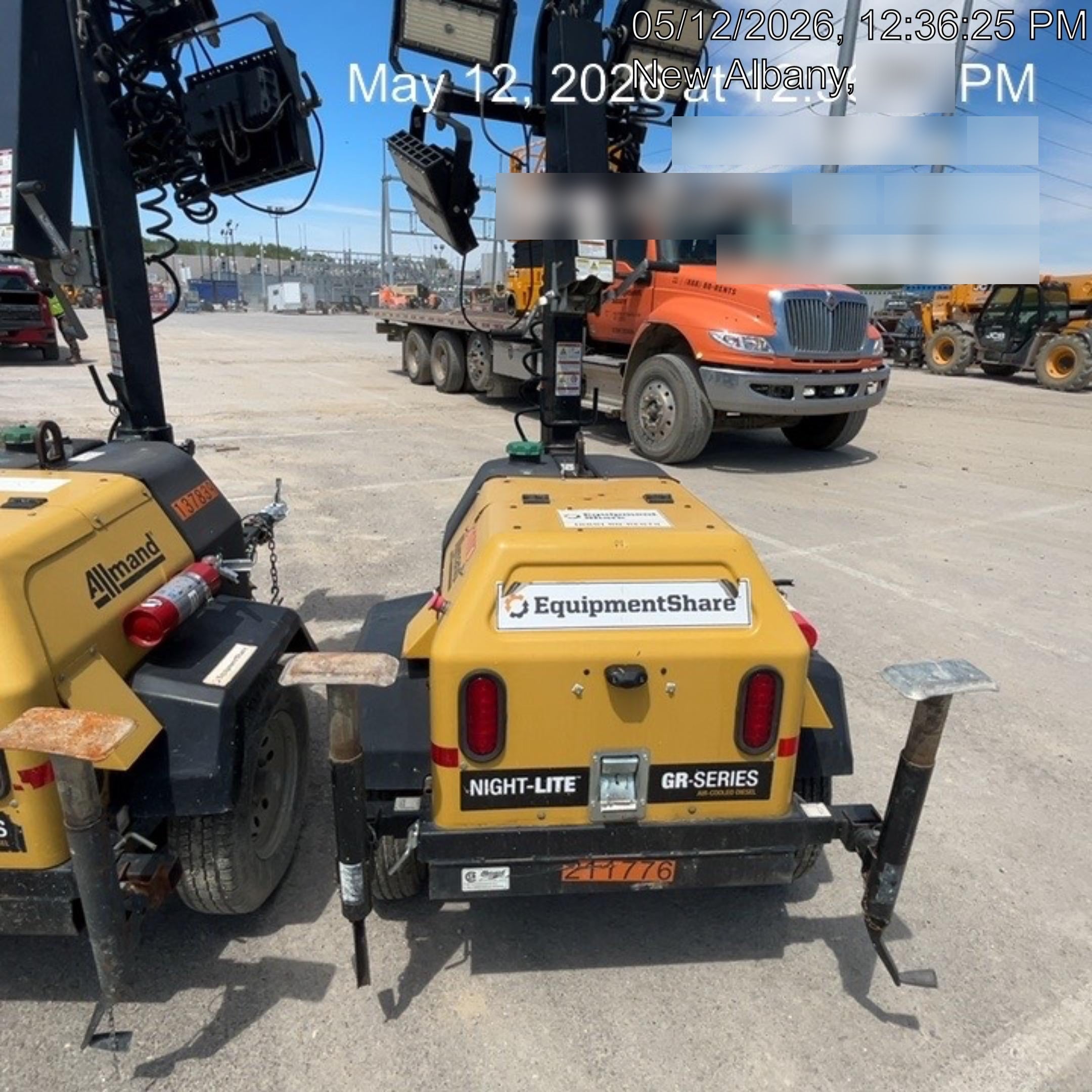 2022 Allmand NLV3GR (4) LED Light Fixture 350W, 23' Vertical Mast, 3kW Prime, Towable, Deep Sea L401, Leveling Jacks, Yanmar T4F 5.8hp