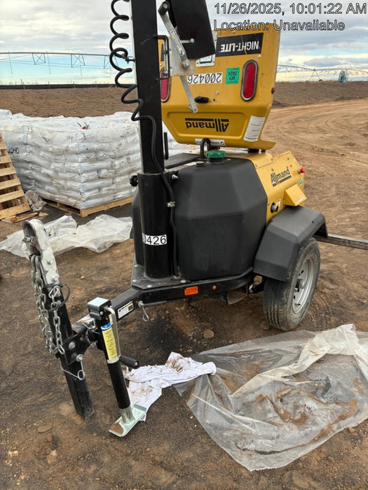 2022 Allmand NLV3GR (4) LED Light Fixture 350W, 23' Vertical Mast, 3kW Prime, Towable, Deep Sea L401, Leveling Jacks, Yanmar T4F 5.8hp